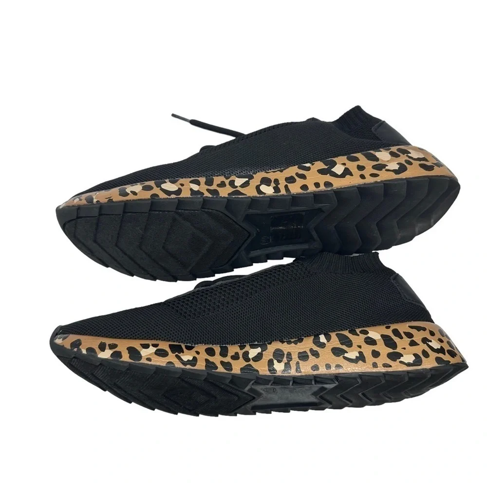 True Craft Flyknit Black/Tan Leopard Print Jogger Sneaker Size 10 - Picture 8 of 10